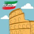 Rome coliseum Italy travel postcard Vector