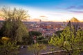 Rome. Colorful dusk view of Rome and Vatican rooftops and landmarks Royalty Free Stock Photo