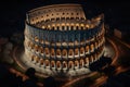 Rome colosseum on shot from a high angle. Generative AI