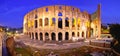 Rome. Colosseum square panoramic evening view in Rome