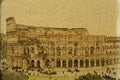 Rome colosseum vintage illustration