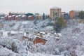 ROME COVERED BY SNOW: PORTUENSE DISTRICT VIEW Royalty Free Stock Photo