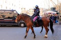 ROME - DEC 28: Rome police control the street in Rome the 28 December 2018, Italy. Rome is one of the most populated Royalty Free Stock Photo