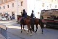 ROME - DEC 28: Rome police control the street in Rome the 28 December 2018, Italy. Rome is one of the most populated Royalty Free Stock Photo