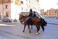 ROME - DEC 28: Rome police control the street in Rome the 28 December 2018, Italy. Rome is one of the most populated Royalty Free Stock Photo