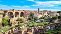 Rome - Distant view on Colosseum in city of Rome, Lazio, Italy, Europe. UNESCO World Heritage Site Royalty Free Stock Photo