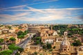 Rome downtown exclusive aerial view, roman ruins near the Coliseum, Italy Royalty Free Stock Photo