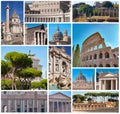 Rome famous landmarks collage. The set from best views of Rome, Italy, Europe. Royalty Free Stock Photo