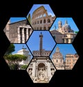 Rome famous landmarks collage. The set from best views of Rome, Italy, Europe. Royalty Free Stock Photo