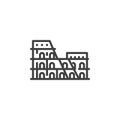 Rome famous landmarks line icon