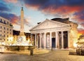 Rome - fountain from Piazza della Rotonda and Pantheon.