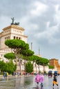 Rome, Italy. Alter Of The Fatherland building with sculpture/ statue/ monument of goddess Victoria riding on quadriga with horses