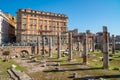 Rome, Italy - 27.10.2019: Ancient historical Traian Forum with column ruins in Rome Royalty Free Stock Photo