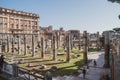 Rome, Italy - 27.10.2019: Ancient historical Traian Forum with column ruins in Rome Royalty Free Stock Photo