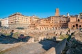 Rome, Italy - 27.10.2019: Ancient Trajan`s Market, ruins in Via dei Fori Imperiali, Rome, Italy Royalty Free Stock Photo