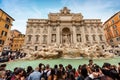 Trevi fountain crowded with tourists - Rome Italy