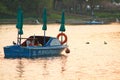 Rome, Italy - April 10, 2011: a boat on the artificial lake of Eur district in Rome