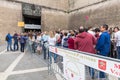 Crowds of tourists wait at the entrance to Vatican Museums. Royalty Free Stock Photo