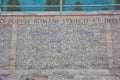 Detail of the fascist-era copy of the Res Gestae Divi Augusti at the Museum of the Ara Pacis Royalty Free Stock Photo