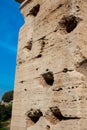 Detail of the walls of the famous Colosseum in Rome