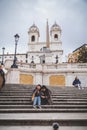 Spanish Steps at Piazza di Spagna and Trinita dei Monti church Royalty Free Stock Photo