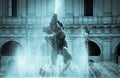 Rome, Italy - April 2012: Fountain of the Naiads, Piazza della Repubblica. Watery scene in cyan tones.