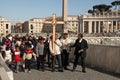 Rome, Italy - APRIL 10, 2016: Groupe of pilgrims going to St Pet