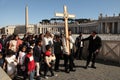 Rome, Italy - APRIL 10, 2016: Groupe of pilgrims going to St Pet