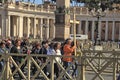 Rome, Italy - APRIL 10, 2016: Groupe of pilgrims going to St Peter basilica, Vatican City, St Peter square, Rome, Italy Royalty Free Stock Photo