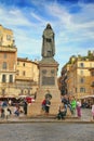 Rome, Italy - April 11, 2018: The monument to Giordano Bruno was created by Ettore Ferrari and erected in 1889 on the Campo dei