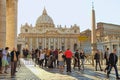 Rome, Italy - APRIL 10, 2016: St. Peter`s Square Vatican, Rome, Italy, Renaissance architecture. One of the popualr touristic