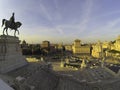 Rome, Italy - April, 2019. - View of Venice Square Piazza Venezia from Vittorio Emanuele II Monument. Royalty Free Stock Photo