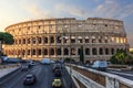 Beautiful view on Colosseum and a road nearby