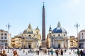 Busy Italian Street Via del Corso leading to Piazza del Popolo with Twin Churches