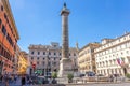 Rome/Italy - August 27, 2018: The Column of Marcus Aurelius in Piazza Colonna Royalty Free Stock Photo