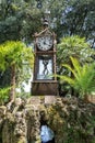 Rome, Italy - August 23, 2018: Old water clock in villa Borghese park.