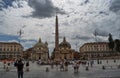 Rome Italy . August 16, 2014 at 13:00. Piazza del Popolo with the Flaminio obelisk