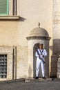 The Piazza del Quirinale with the Quirinal Palace and the guards in military uniform in Rome, Lazio, Italy