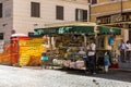 Seller of a soft drinks and ice cream kiosk in the center of Rome