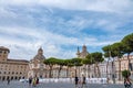 Rome, Italy August, 8th, 2021. Tourist in front of Churches of Santa Maria di Loreto