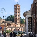 Basilica of Saint Mary in Cosmedin in Piazza Bocca della Verita, Rome, Italy Royalty Free Stock Photo