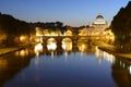 Rome, Italy, Basilica di San Pietro and Sant Angelo bridge at night Royalty Free Stock Photo