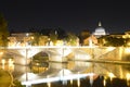 Rome, Italy, Basilica di San Pietro and Sant Angelo bridge at night Royalty Free Stock Photo