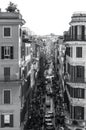 Rome Italy beautiful old capital city center street black and white people Royalty Free Stock Photo