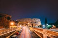 Rome, Italy. Bold Bright Dark Blue Night Starry Sky With Glowing Stars Above Colosseum Also Known As Flavian Royalty Free Stock Photo