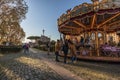 11/09/2018 - Rome, Italy: Carousel in Rome with kids and tourist
