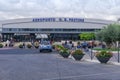 Rome, Italy Ciampino airport entrance with police presence.