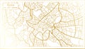 Rome Italy City Map in Retro Style in Golden Color. Outline Map