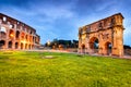 Rome, Italy - Colosseum and Arch of Constantine Royalty Free Stock Photo