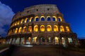 Rome, italy, colosseum old ancient building gladiator battle at night Royalty Free Stock Photo